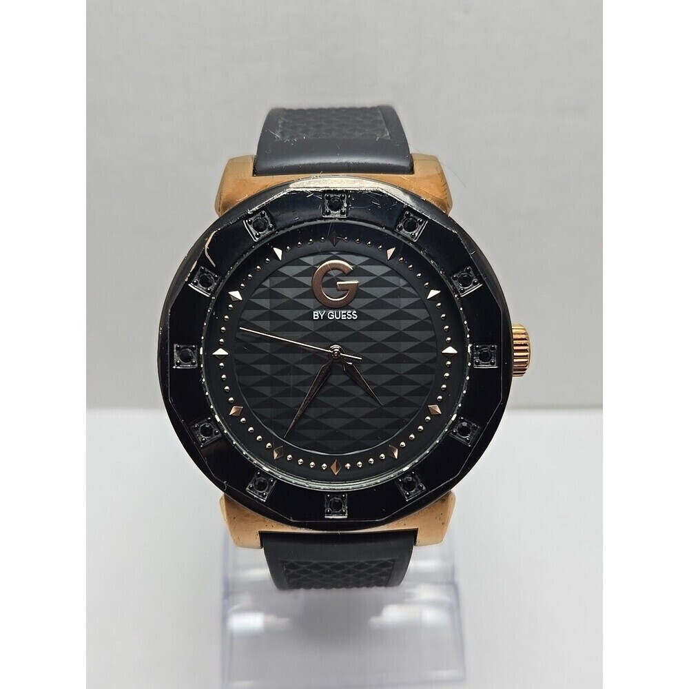 Mens G by GUESS  Black Rose Gold Watch G10438G1 New Battery